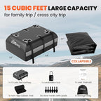 Asinking Car Rooftop Cargo Carrier Bag - 100% Waterproof Heavy Duty Car Roof Luggage Carrier 15 Cubic Feet, Fits All Vehicles with/Without Roof Rack - Easy Install & Triply Reinforced for Secure Use