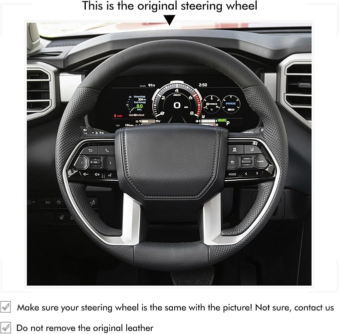 MEWANT DIY Steering Wheel Cover for Toyota Tacoma 2024 / Tundra 2022-2024 / Sequoia 2023-2024 Made of Black Suede