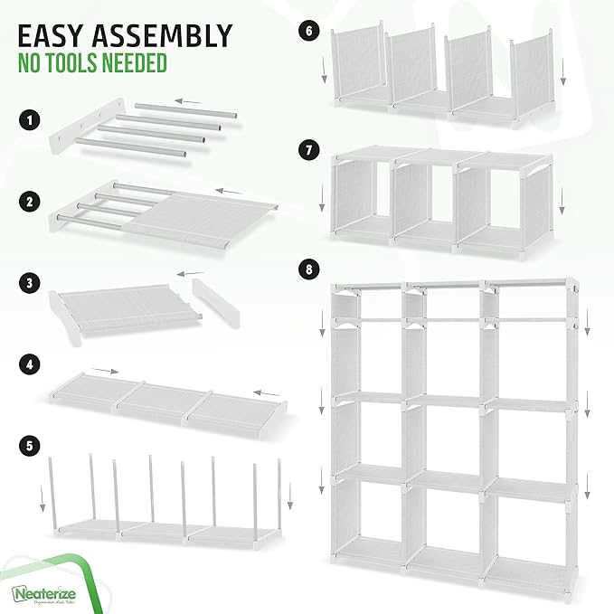 Cube Storage Organizer with Storage Bins Included - The Perfect Closet Organizers and Storage Solution. Includes 12 Storage C