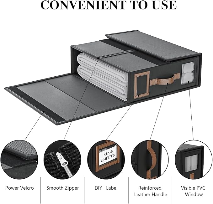 8 Pack Bed Sheets Organizers And Storage,Sheets Set Folder Keeper with Handle,Foldable Bedding Storage Box For Linen Closet,D