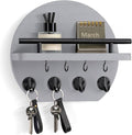 Nekon Key Holder for Wall - 9.8 Inch Apartment Wall Decor with Shelf and 8 Key Hooks, Circular Wood Key Hanger for Home Decor