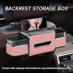 Multifunctional Car Seat Back Organizer Box with Drink Cup Holder, Makeup Mirror, Tissue Box& Hooks for Car Seat Back, New Upgrade Car Headrest Backseat Organizer Suitability for Wife, Girlfriend