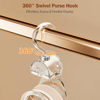 3 Pieces Clear Purse Hanger Closet, Luxury Crystal Bag Hangers Hooks with 360-Degree Rotation, Durable Handbag Backpack Purse