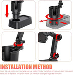 Car Cup Holder Mobile Phone Rack, Multi-Function 2 in 1 Cup Holder Expander, 360 Degrees Rotatable Automotive Phones Mount, U