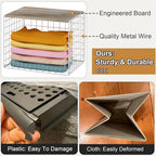 6 Pack Closet Organizers And Storage, Stackable Closet Shelf Organizer Storage Bin Basket For Clothes Sweaters With Top Board