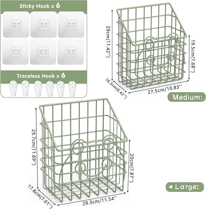 Greentainer 2 PackBath Toy Organizer, Wall Mounted Shower Storage Basket - Metal Bathtub Toy Holder with Hooks for Sorting Ki