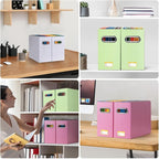 BALEINE File Organizer Box, Cardboard File Folder Organizer with Handle for Letter Size, Portable Collapsible Hanging Filing 