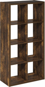 Furinno Cubicle Book Shelf, 8-Cube Bookshelf, Extra Thick Frame Horizontally & Vertically Reversible Bookcase with Open Back,