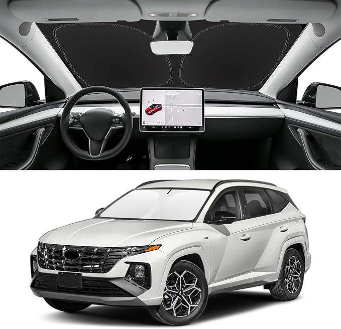 Custom Fit Windshield Sun Shade for Hyundai Tucson 2022-2026, Blocks UV & Heat, Front Window Sunshade Accessories, Easy Fold & Store Keep Your Car Cooler