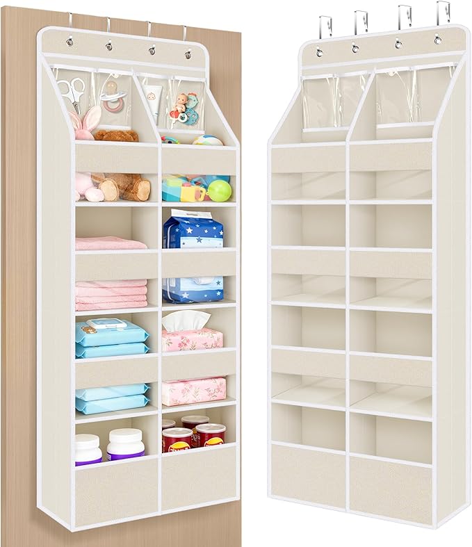 Univivi 5-Shelf Fabric Door Storage Over Door Hanging Organizer with 8 Large Pockets and 4 Small PVC Pockets Closet Cabinet W