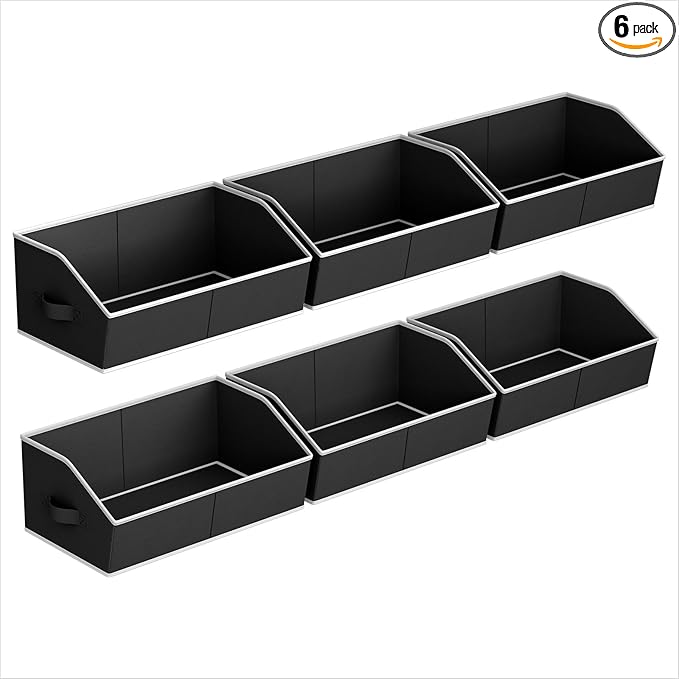 Homsorout Storage Bins for Shelves - Large Trapezoid Closet Shelf Organizer, Fabric Organization Bins with Handles, Storage B