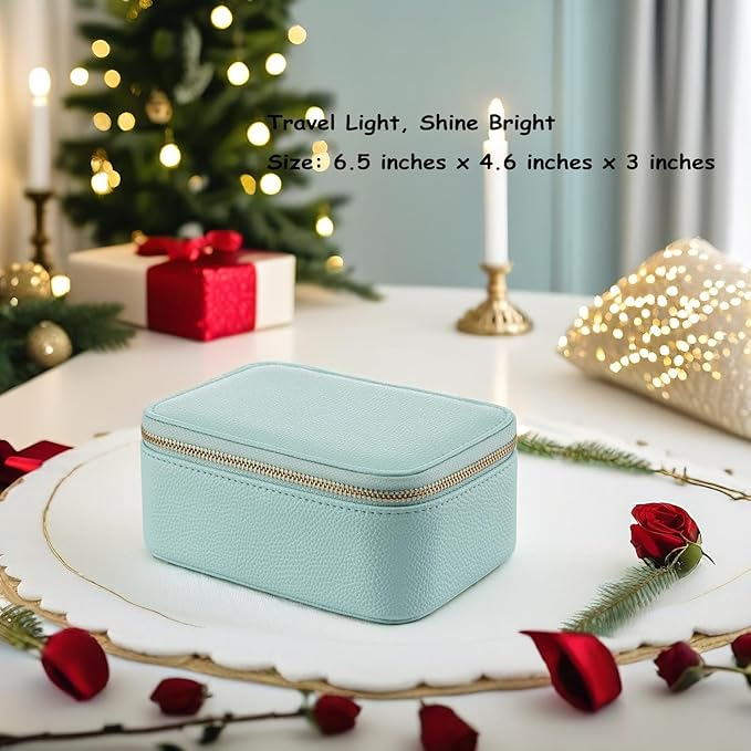 VLANDO Travel Jewelry Box Organizer – Portable PU Leather Jewelry Case with 6/8/12 Zippered Pouches, Compact Storage for Earr