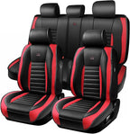 CAR PASS Nappa Leather Car Seat Covers Full Set, Luxury Seat Protector for Cars, Waterproof Anti-Slip Seat Cushion Armrest Co