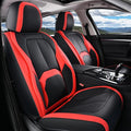 Coverado Seat Covers, Car Seat Covers Front Seats, 2 Pack Black and Red Leather Seat Covers, Waterproof Car Seat Protector wi