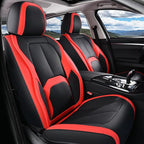 Coverado Seat Covers, Car Seat Covers Front Seats, 2 Pack Black and Red Leather Seat Covers, Waterproof Car Seat Protector wi