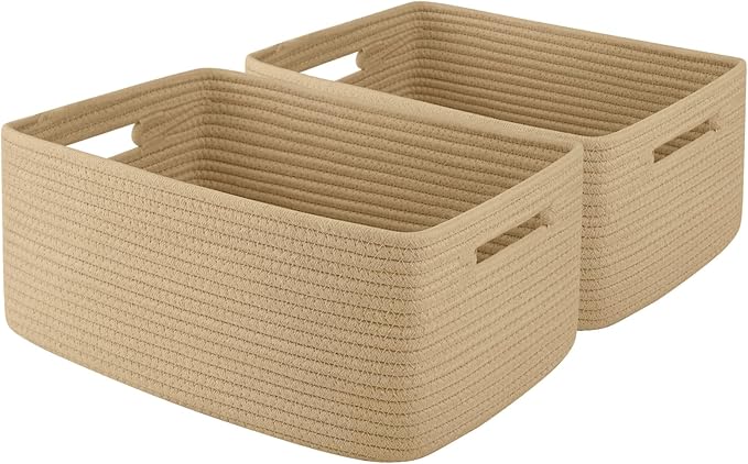 OIAHOMY Storage Basket for Shelves, Closet Cube Storage Bins Baskets for Clothes Blanket Towels, Baby Nursery, Toy Baskets Bo