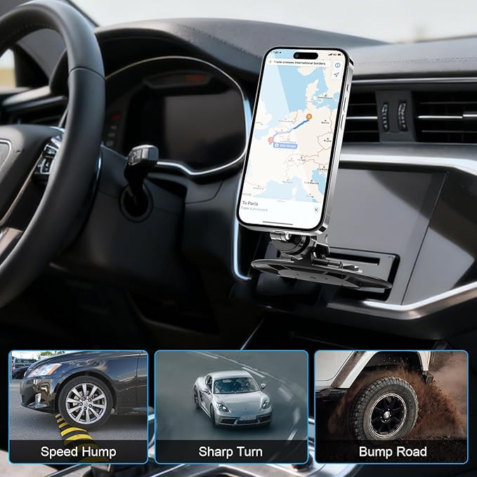 EEEKit Magnetic CD Slot Phone Holder for Car, 20 N52 Strong Magnets Vent Mount, Adjustable CD Slot Car Mount Compatible with iPhone 12-17 Series MagSafe Cases and Smartphones