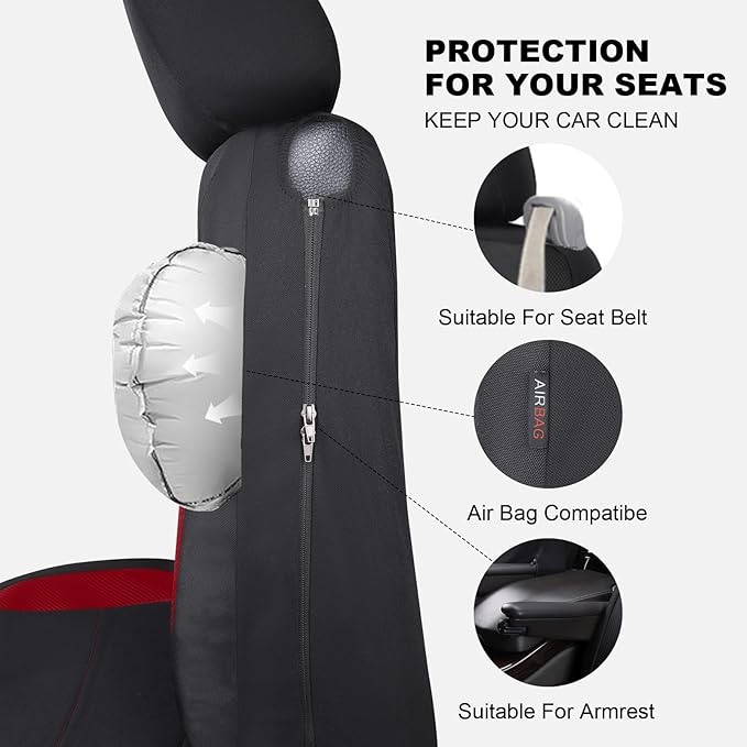 Flying Banner AquaShield Front car seat Covers Set Waterproof Water Resistant arm Rest Compatible Shoulder Seatbelt Compatibl