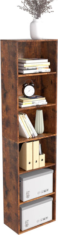 Wooden 6 Cube Storage Organizer, Vintage Brown 6 Cube Storage Shelf, 6 Tier Closet Organizers Storage Cubes Display Cubby, Ve