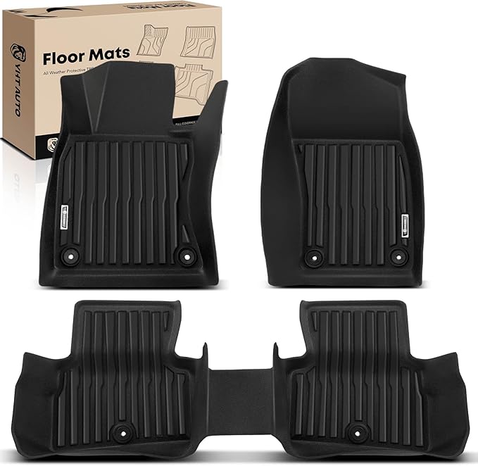 YHTAUTO Floor Mats Compatible with 2014-2017 Infiniti Q50, TPE Floor Liners All-Weather Protection Custom Fit, 1st & 2nd Row, Set of 3 Black