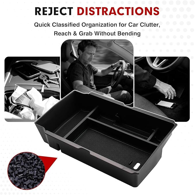 Autorder Center Console Organizer for 2023 2024 2025 2026 Honda CRV Accessories Center Console Storage Box Secondary Insert Tray Black & Red Non-Slip Silicone Mats