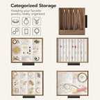 HOOBRO Jewelry Box for Women, Wooden Jewelry Organizer with Transparent Window, 4-Layer Jewelry Organizer Box, Jewelry Holder