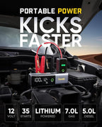 Fanttik Potent T10 1800A Portable Jump Starter, 12000mAh Power Bank, 12V Safe Lithium Jump Box with Smart SenseClamp,