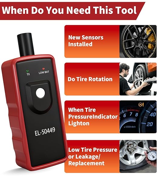 Ford TPMS Relearn Tool with Battery, FIRSTOOL EL-50449 TPMS Reset Tool, Tire Sensor Programmer Tire Pressure Sensor Reset for