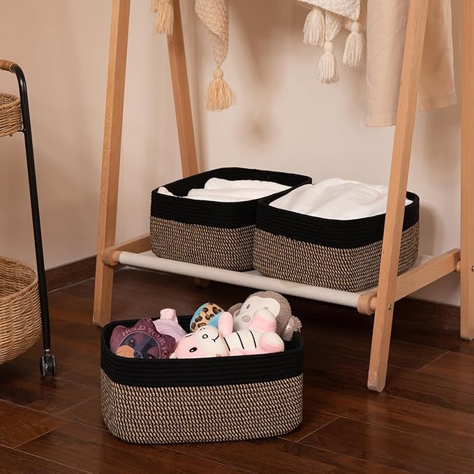 OIASKET Storage Baskets for Organizing 3 Pack, Woven Baskets for Shelves, Closet Organizer Bins Empty Gift Basket Toy Storage