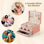 coobest 3 Layer Jewelry Box, Jewelry Holder with Lockable Drawer, Large Jewelry Boxes & Organizer with Velvet Earring Holder,