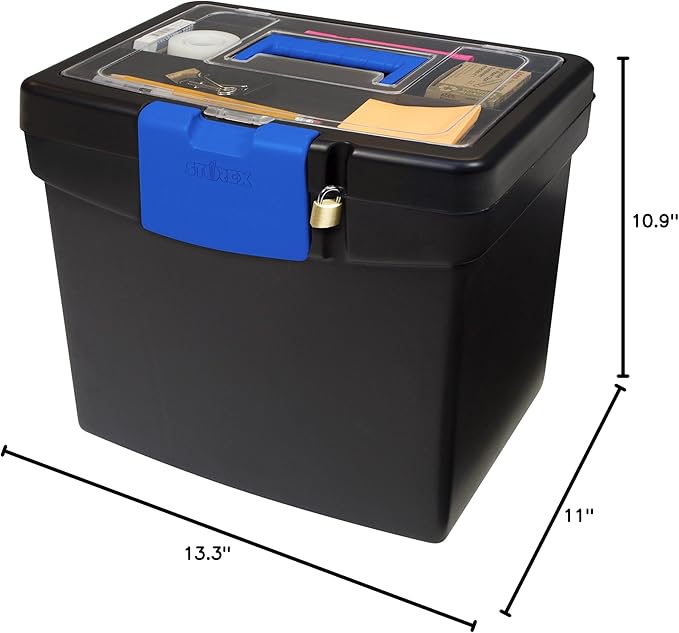 Storex File Box Nesting Portable with Drawer Cobalt, Black Blue