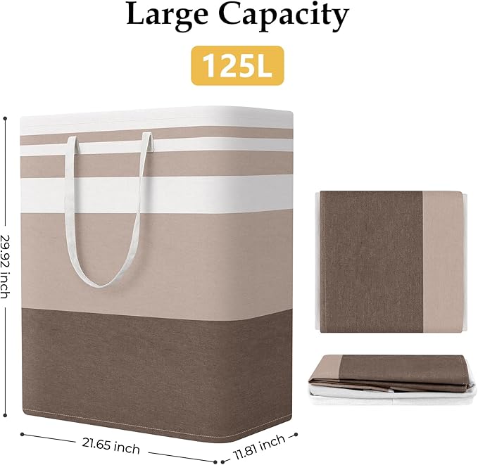 StorageRight Large Collapsible Laundry Basket Hamper with Easy Carry Handles，Freestanding Clothes Hampers for Laundry, Bedroo