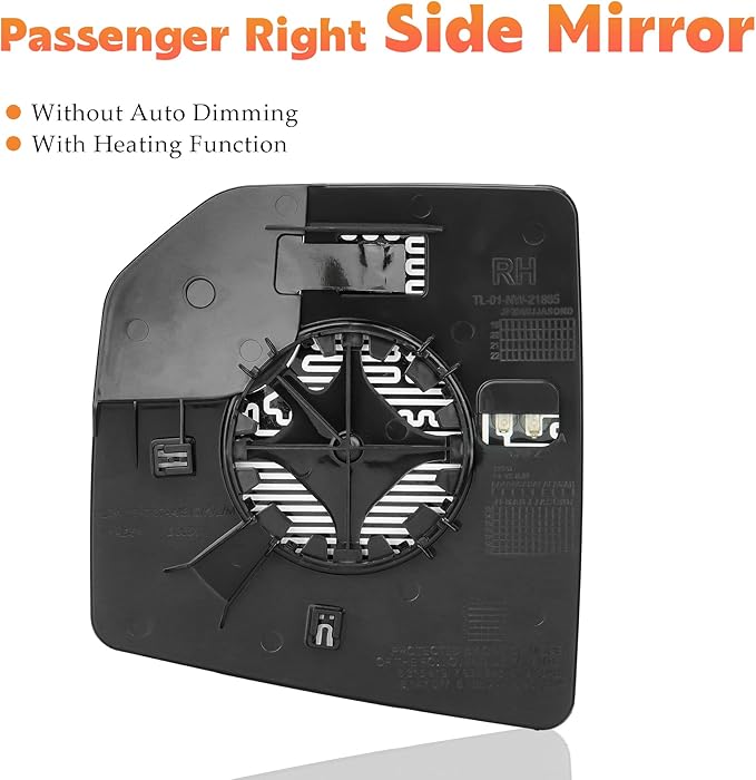 Passenger Side Heated Mirror Glass Fits for Ford F-150 2015 2016 2017 2018 2019 2020 Right Convex with Blind Spot Mirror Replacement for FL3Z17K707A