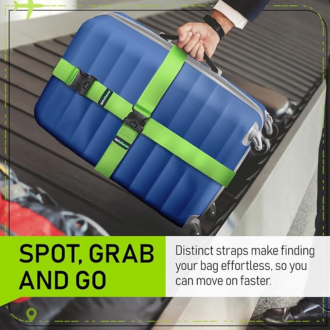 Untethered Luggage Straps | TSA-Approved Suitcase Belts with Heavy-Duty Buckles. Secure Adjustable Travel Accessories for Che