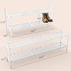 Shoe Rack, Expandable Shoes Organizer Metal Shelf Stand, 2 Tier Stackable Long Shoe Storage Holder For Closet, Floor, Entrywa