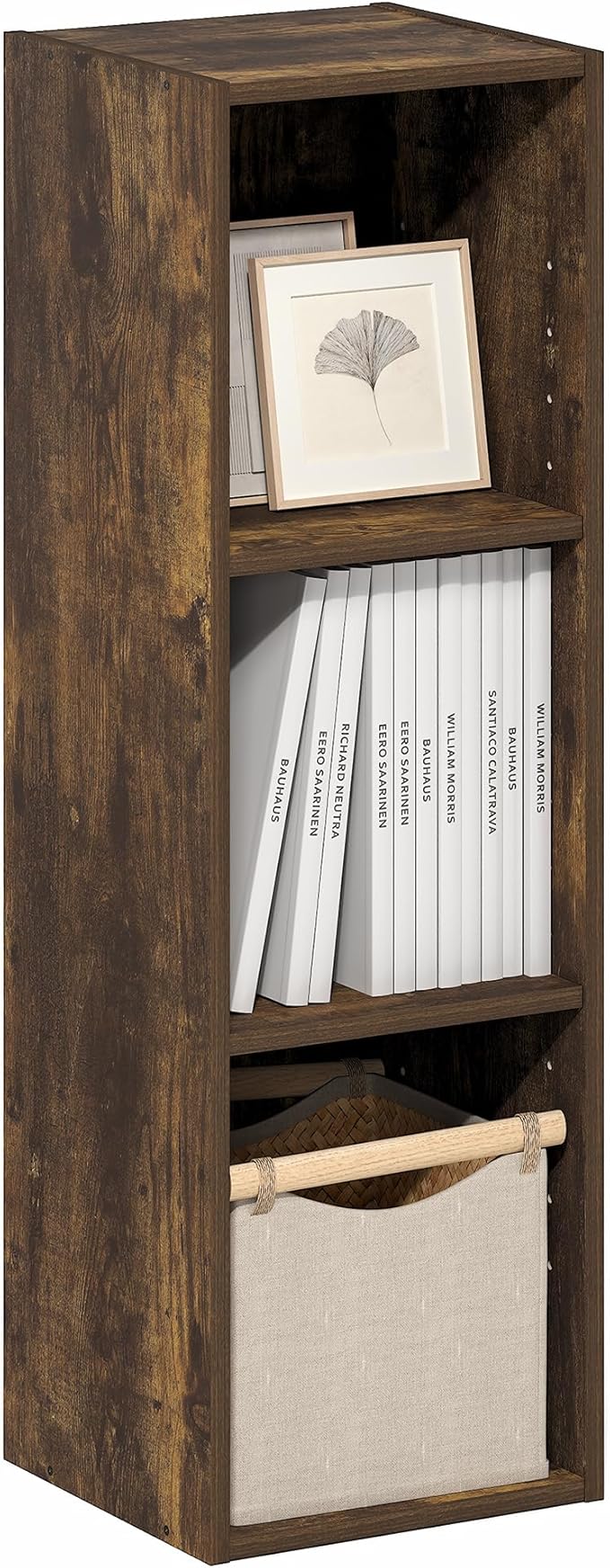 Furinno Fulda Book Shelf, 3-Tier Narrow Bookshelf, Bookcase with 10-in Width Storage Shelf, 9.3 x 9.8 x 31.5, for Living Room