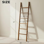 Blanket Ladder for Living Room 6-Tier, Wooden Decorative Quilt Holder for Bed Room, Wall-Leaning Towel Rack for Bathroom, Dec