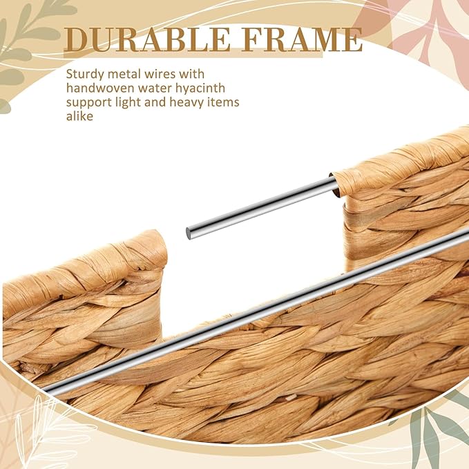 Jingmore 1 Pack Large Decorative File Box Water Hyacinth Letter/Legal Size File Organizer with Lid Collapsible Hand Woven Fil