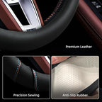 Microfiber Leather Steering Wheel Cover with Anti-Slip Lining Breathable and Soft Universal 14.5-15 inch, Easy to Install Ste