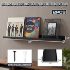 Pinkunn 2 Pack 36 Inch Metal Floating Picture Ledge Shelves, Wall Mounted Picture Shelf with Lip Heavy Duty Industrial Iron D