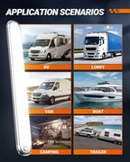 SEALIGHT 12V LED Interior Light Bar | 1500LM 8W 12v LED Light Strip 6200K White with ON/Off Switch | Camper Lights Fixture for Truck Van RV Trailer Cargo Cabient Motorhome Lorry (Pack of 8)