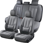 Coverado Car Seat Covers Full Set, Seat Covers for Cars, Gray Car Seat Protector Waterproof, Nappa Leather Car Seat Cushion, 
