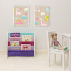 Humble Crew 4-Tier Kids Bookshelf, White/Pink/Purple/Blue - Premium Book Shelf for Kids Rooms with Four Deep Pockets - Toddle
