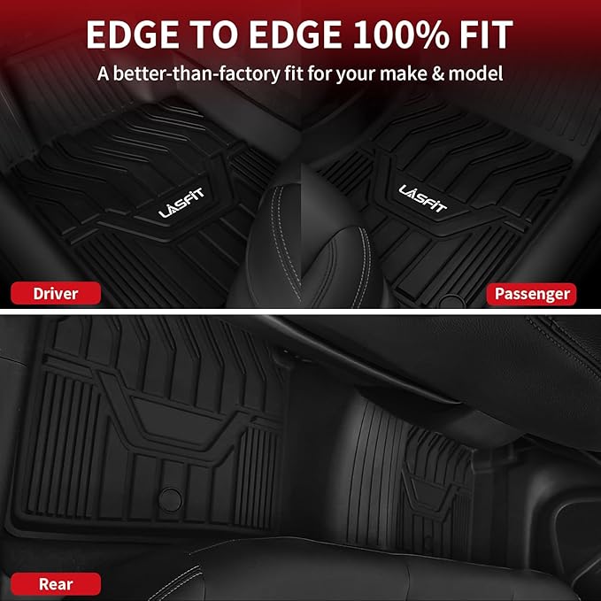 LASFIT Floor Mats & Cargo Mat for Nissan Rogue 2021-2026 (Not Fit Rogue Sport), Custom Fit All Weather TPE Floor Liners for Nissan Rogue S/SV/SL/Platinum 2021-2026 Full Set Car Mats & Trunk Mat, Black
