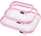 YQBRAO 3 Pack Hard Sided Clear Zipper Case for Storage- Thickened-Grade Clear Hard Shell Zipper Case for Organizing Bead, Han