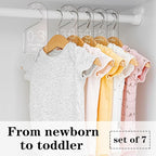 Whaline 7Pcs Baby Closet Size Dividers Clear Acrylic Infant Clothes Hanger Separators Newborn to 24 Month Thicken Wardrobe Ha