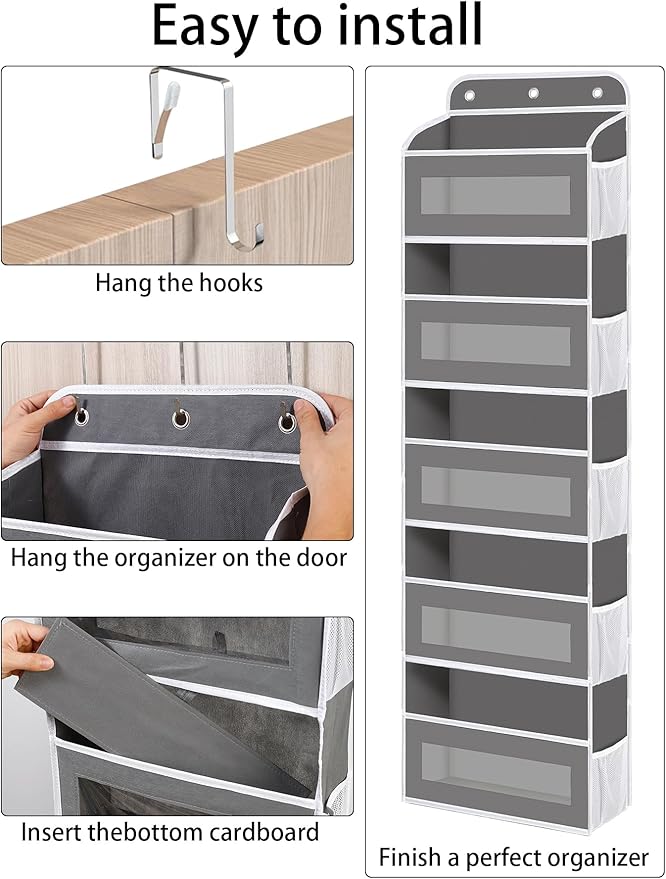KYEVIS Over The Door Organizer, 5 Shelves Closet Door Hanging Storage and Organizer with 10 Mesh Pockets, Nursery Closet Orga