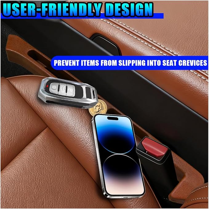 2PCS Car Seat Gap Filler Organizer, Multifunctional Car Gap Stopper Between Seat & Console Prevent Things Drop, Universal Vehicle Interior Phone Holder Accessories for SUVs Trucks (Orange)