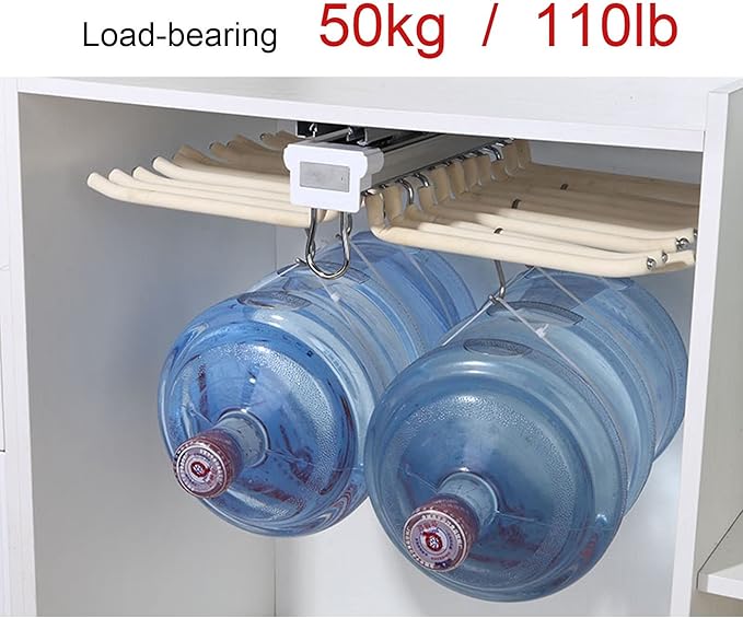 Pull Out Clothes Rail Extendable Wardrobe Rail Tube Rod - Steel Pull Out Pants Rack Pants Hanger Bar 22 Arms, Extendable Clos