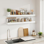 Fun Memories Floating Shelves for Wall, 48Inch Floating Shelves Set of 2, Hanging Shelf with Invisible Brackets, Wood Shelves